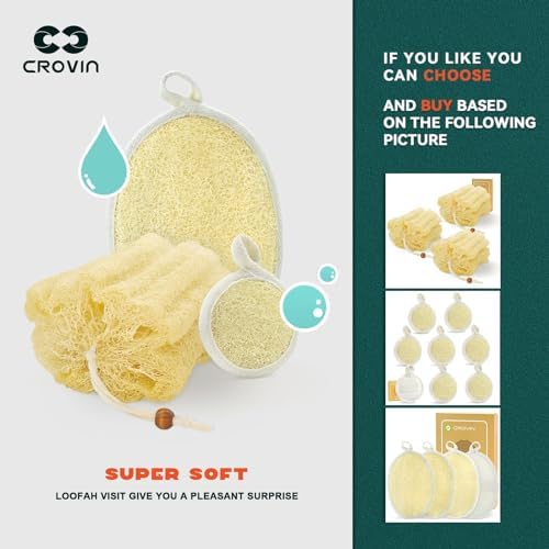 Natural Exfoliating Loofah Body Scrubber for Women and Men, Made with Premium Luffa Natural Shower Loofah Sponge which Cleanse You Comfortable, Relax for Bathing-4 Count(Pack of 1)