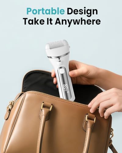 Electric Foot Callus Remover with 10000 RPM Motor and 3-Speed Settings, Foot File Kit with LED Light and Display for Women’s Home Pedicure, Waterproof Foot Grinder with Type-C Charging