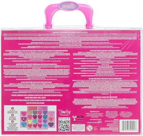 Barbie Car Makeup Kit for Girls, Real Washable Toy Makeup Set, Barbie Gift, Play Makeup and Pretend Play Toys, Perfect for Birthdays, Parties, Sleepovers & Makeovers, Ages 6 and up, by Townley Girl