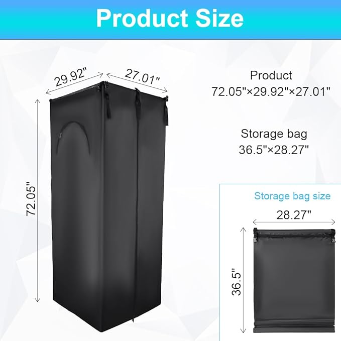 Pontoon Boat Privacy Tent Boats Curtain with Storage Bag Waterproof Portable Adjustable Hanging Changing Install Under Bimini Top 72" H 30" L 27" W