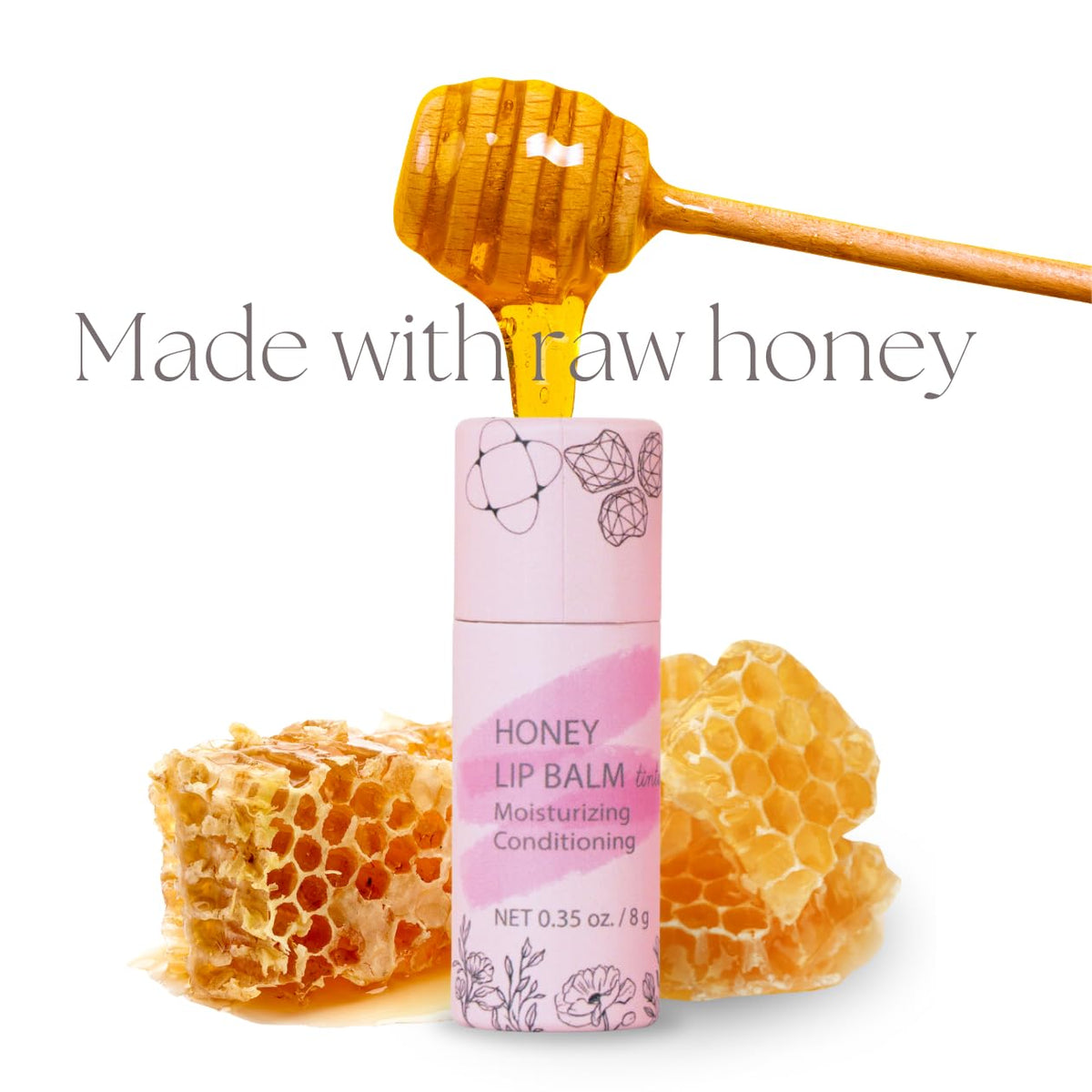 Organic Honey Lip Balm - 100% Grassfed Beef Tallow Chapstick for Women, Natural Raw Honey & Argan Oil - Ultra Moisturizing, Conditioning, Chemical Free - 3 Pack (3x0.15 oz) Tinted