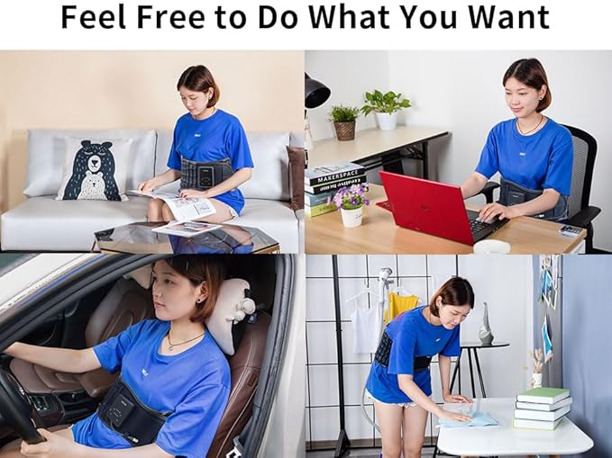 Cordless Heating Decompression Back Belt for Lower Back Pain Relief, Inflatable Lumbar Traction Device with Heating Pad Powered by 4000mAh Rechargeable Battery, One Size Fits 29-49 Waist