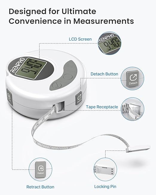 RENPHO Scale for Body Weight & Smart Tape Measure, Non-Bluetooth Solar-Powered Digital Bathroom Scale Charged by Sunlight/Indoor Lights, Body Measuring Tape for Weight Loss, 60in /150cm