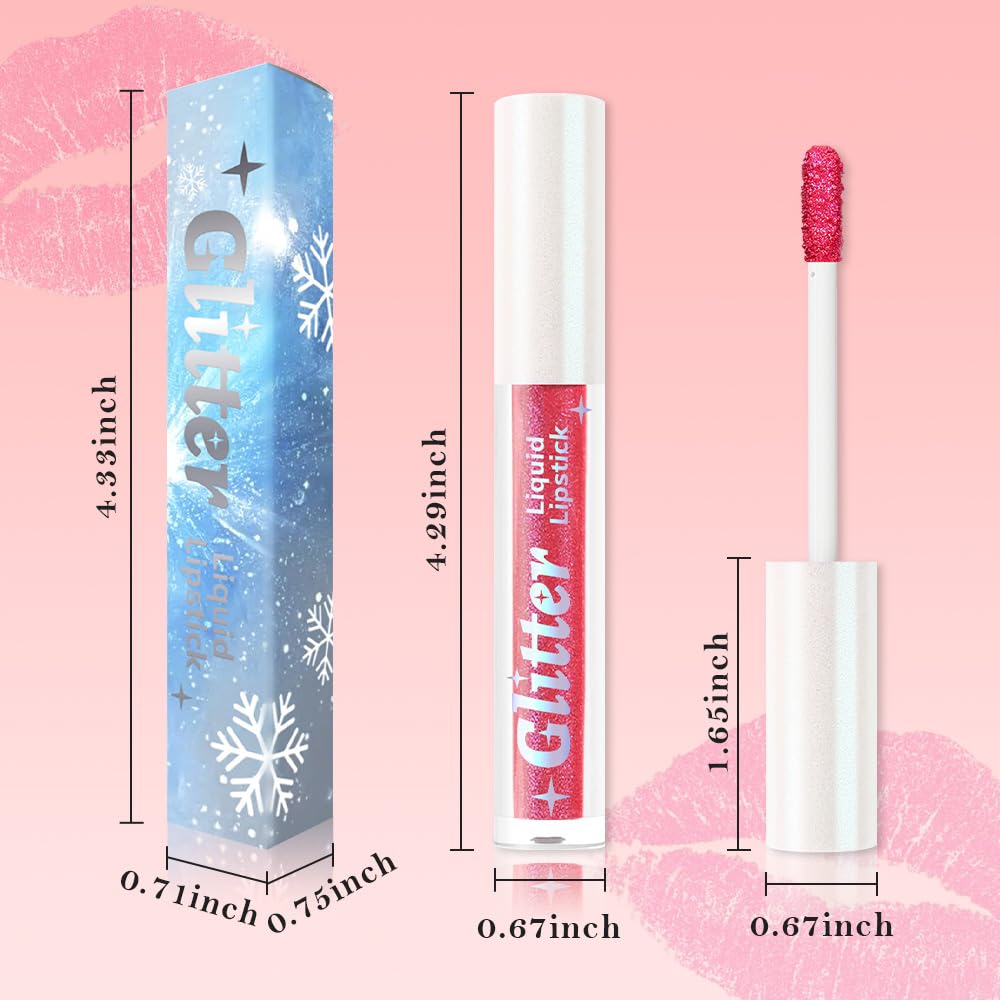 Orange Pink Metallic Lipstick for Women,Lightweight Glitter Sparkling Liquid Lipsticks,Shimmer Lip Gloss Stain Long Lasting Waterproof Smudge Proof Non-Drying 24 Hour Full Coverage Lip Makeup,Vegan