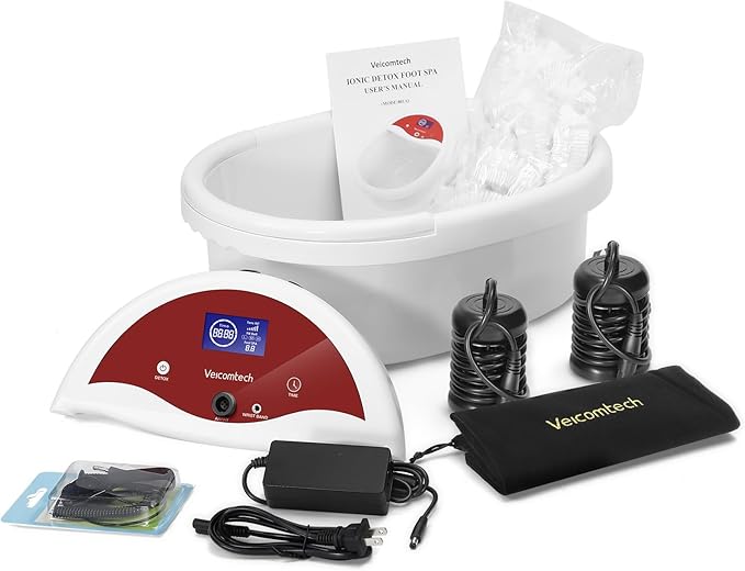 Ionic Foot Bath Detox Machine, Foot Detox Machine, Ionic Foot Spa Kit with 10 Ginger Tablets 2 Arrays 25 Tub Liners for Home use or Salon