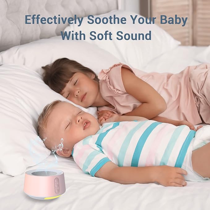 BGOVERSS White Noise Machine with 14 Soothing Sounds and 10 Levels Night Light for Sleeping, 5 Timers and Memory Feature - Plug in Sound Machine for Nursery, Baby, Kids, Adults, Pink