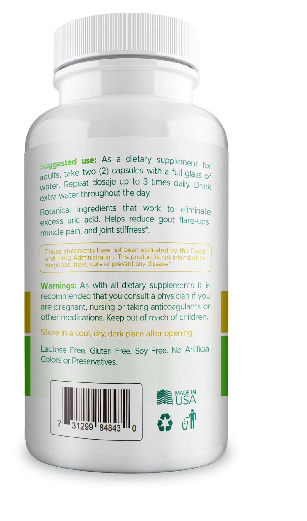 AURA VITAMINS – Vitatonic Uric Acid Balancing Aid for Both Genders - Herbal Joint Care Detox Solution – Enhance Mobility - GMO-Free, Gluten-Free - 60 Capsules. (1)