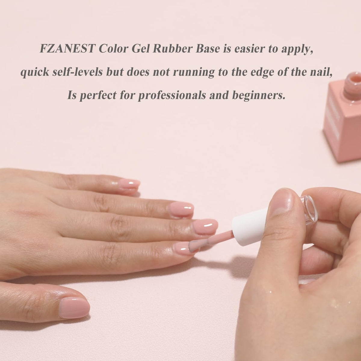 FZANEST Rubber Base Gel Polish, 6pcs*7.5ml Builder Gel Jelly Sheer Natrual Nude Pink in a Bottle UV Gel Polish Kit, Structure Quick Extension Gel