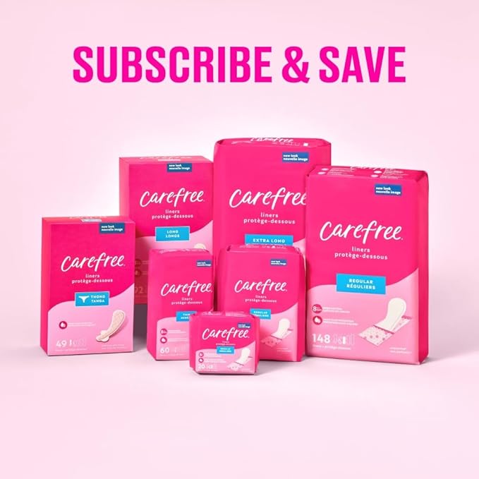 Carefree Panty Liners for Women, Regular, Unwrapped, Unscented, 120ct | Pantiliners, Carefree Liners, Daily Liners for Women, Light Periods and Leaks, 8-Hour Odor Control | 120ct (Packaging May Vary)