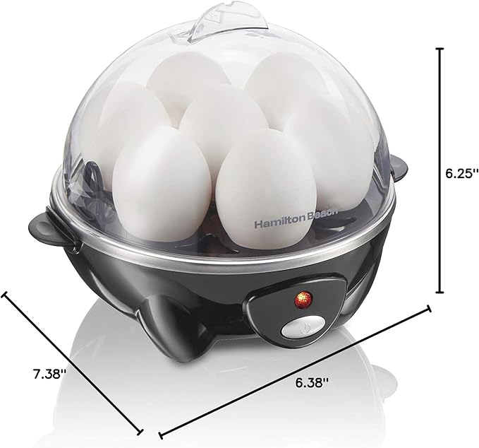 Hamilton Beach Egg Cooker 3-in-1 for Hard Boiled & Poached Eggs, Omelets & Vegetable Steamer, Holds 7, Black (25507)