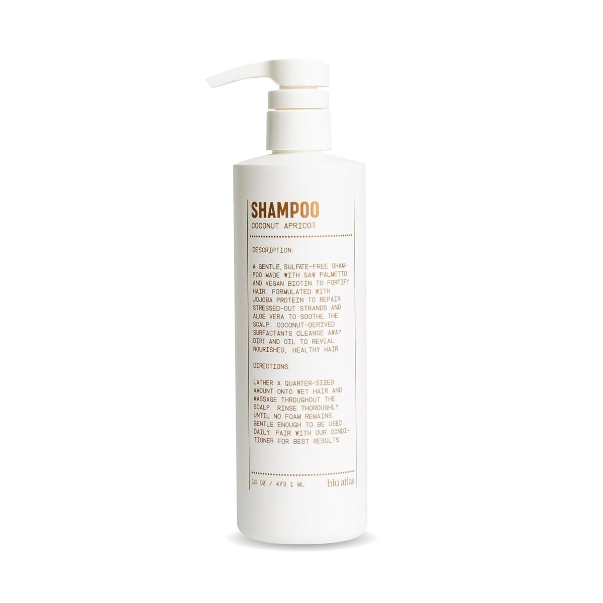 Blu Atlas Men's Natural Shampoo – Organic, Sulfate-Free, Paraben-Free – Deep Cleansing & Hydrating – Coconut Apricot Scent – Made in America – 16 oz