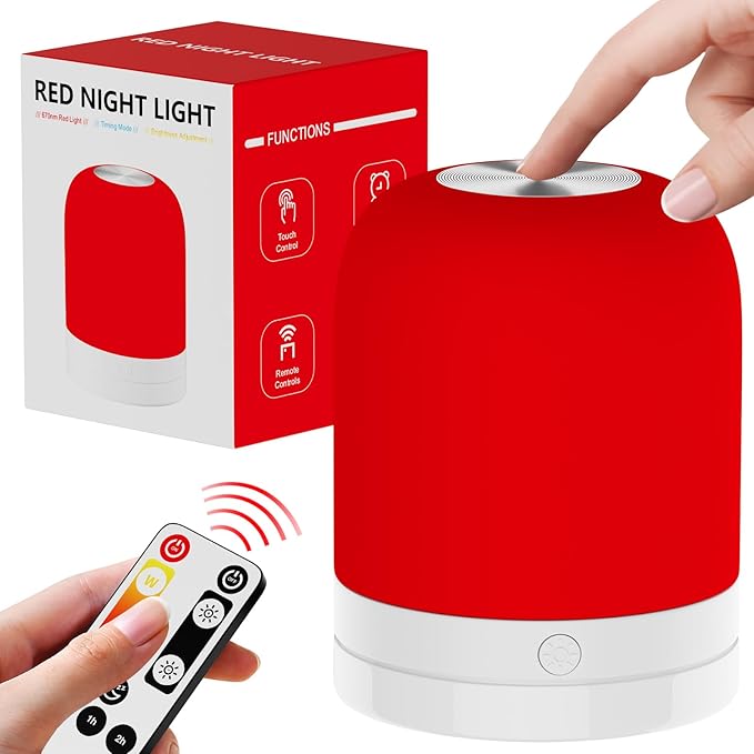 Red Light Therapy Sleep,Reds Nightlight with 670nm Wavelength Aid to Support Deep Relaxation,Touch Remote Control Red Light for Sleep Lamp Backed by Science for Adults & Kids Bedrooms