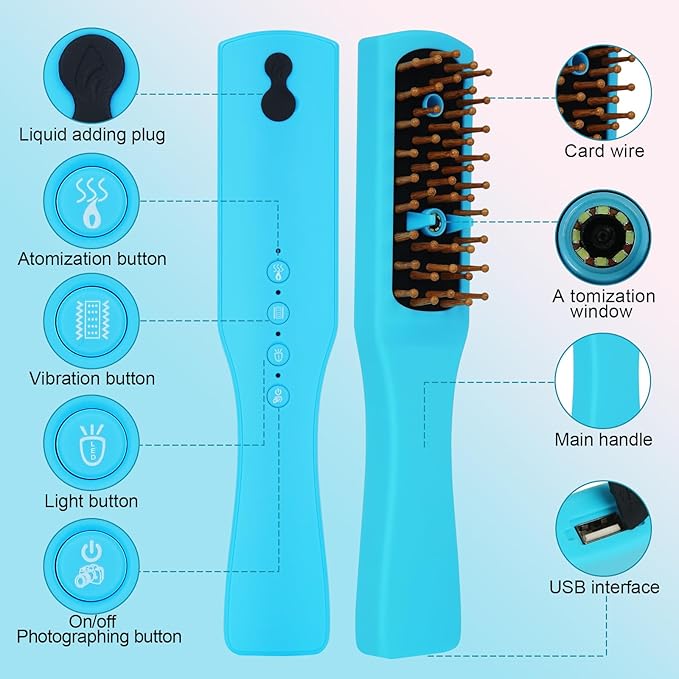 Intelligent Visual Scalp Comb - Hair Comb with Camera, Ultrasonic Electric Hair Brush, Promote Hair Growth, HD Scalp Monitoring, Hair Oil Applicator, Water Mist Hydration Maintenance