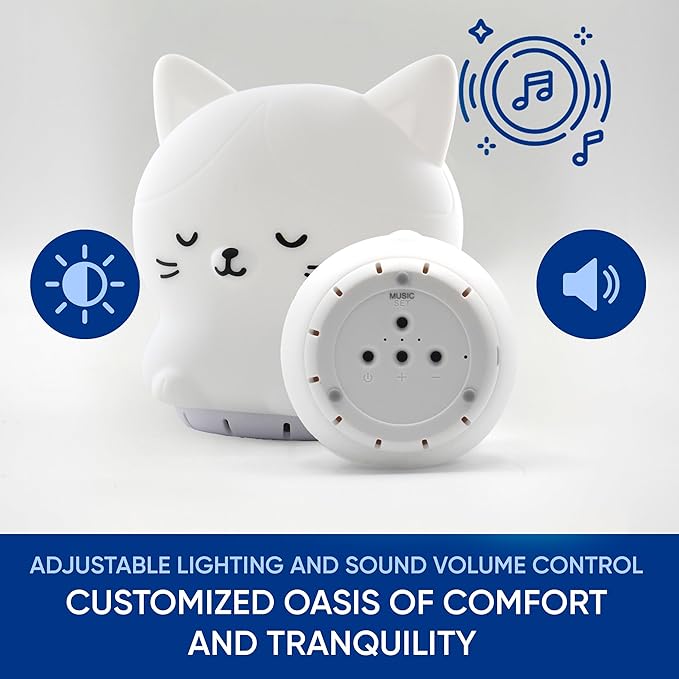 Mindfulness 'Breathing Kitty' | 4-7-8 Guided Visual Meditation Breathing Light | 3 in 1 Device with Night Light & Noise Machine for ADHD Anxiety Stress Relief Sleep - Gift for Kids Adult Women Men
