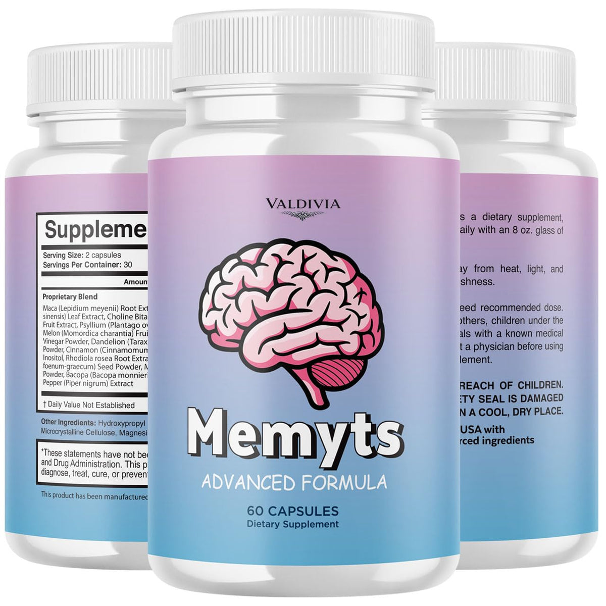 Valdivia (5 Pack) Memyts – Natural Daily Supplement with B Vitamins and Herbal Extracts | Non-GMO | Made in USA | 100% Natural, 300 Capsules, 5-Month Supply