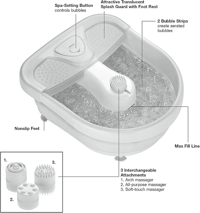 Conair Soothing Pedicure Foot Spa Bath with Bubbles, Deep Basin Relaxing Foot Bath with Jets, Seafoam/White