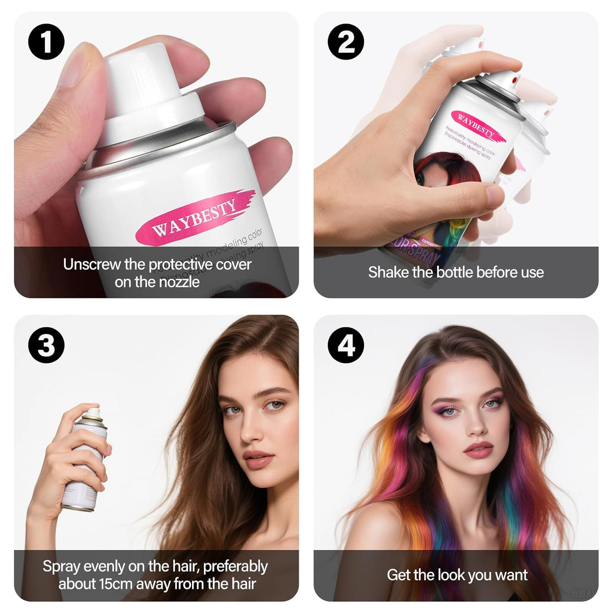 Temporary Hair Color Spray For Kids Women Men, Temporary Hair Dye Washable Hair Color Wax Non-Sticky For Cosplay Party DIY, Christmas Party, Halloween Crazy Hair Day (White, 4.06 oz)