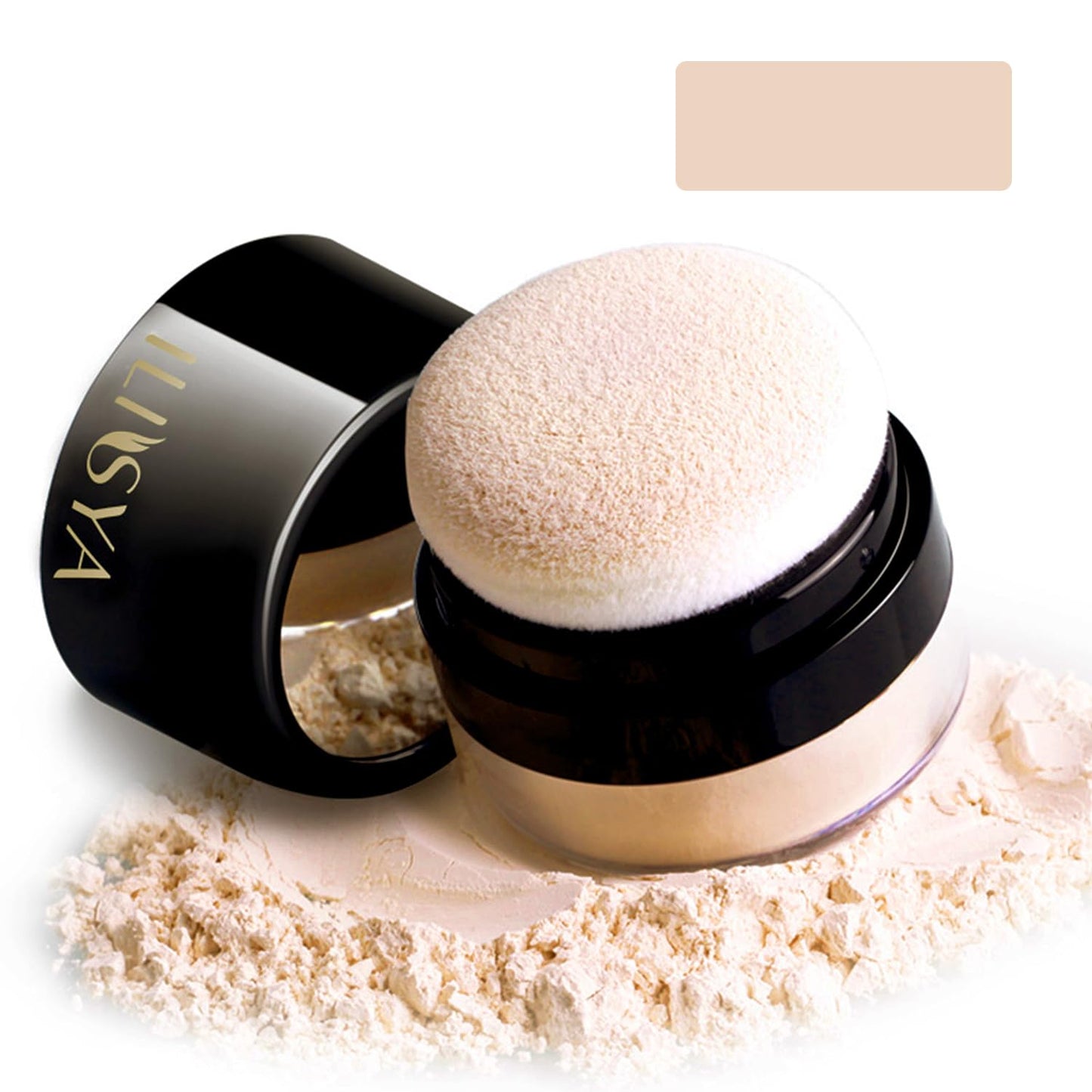 ROUSE Setting Powder Lightweight Loose Powder Finishing Powder Long-Lasting Face Powder Waterproof with Soft Mushroom Powder Puff & Mirror, Matte Finish,0.28 Oz (Light Apricot/Translucent)