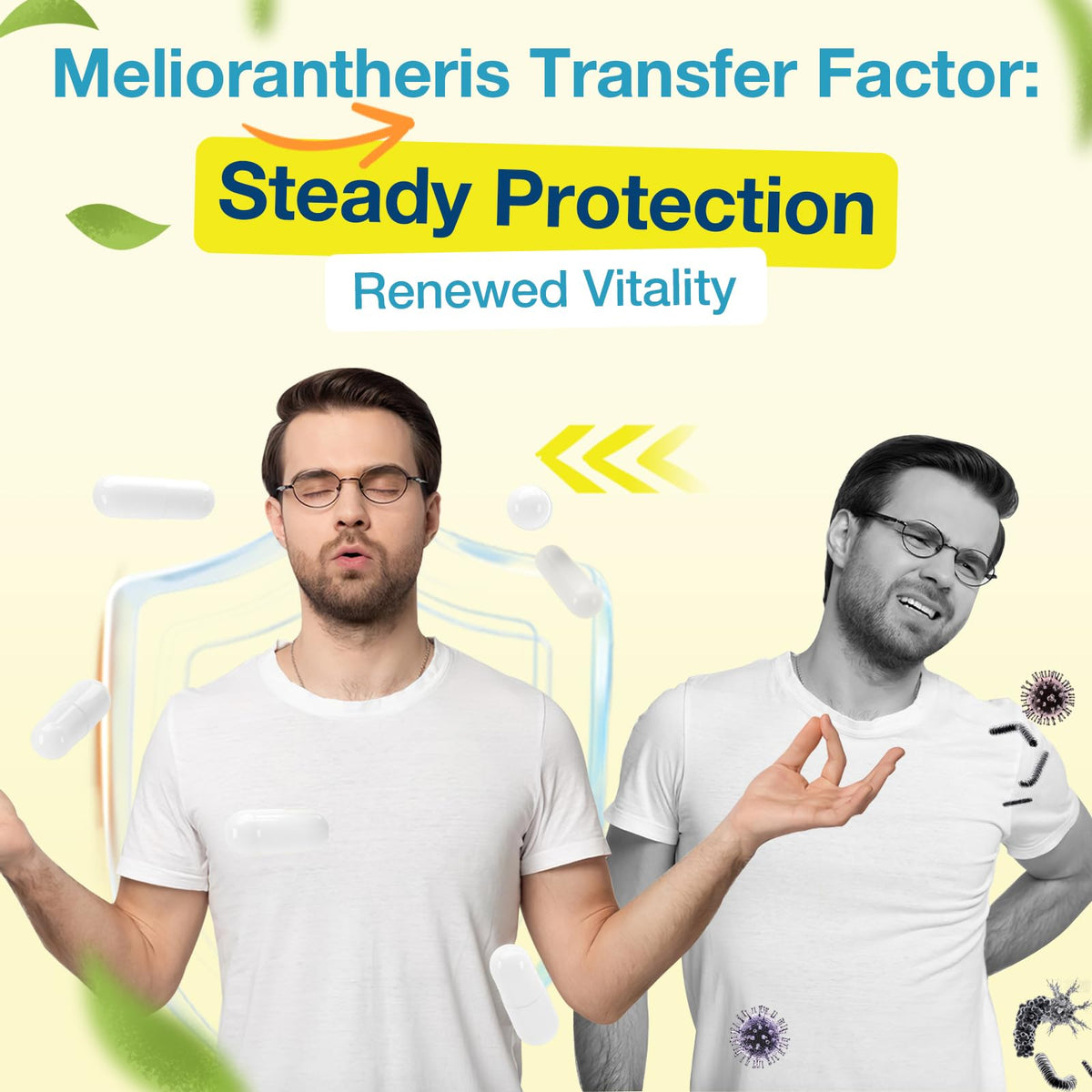 Meliorantheris Transfer Factor 1800mg | Colostrum & Egg Yolk Extracts with Zinc and Selenium | Immune & Cognitive Support | 90 Capsules(2 Bottle)