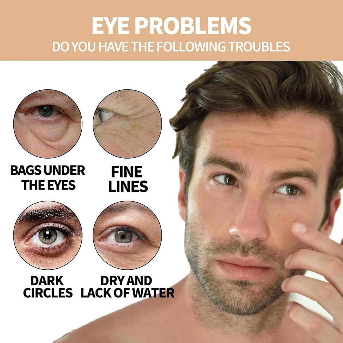 Eye Repair Stick for Men, Under Eye Roller for Eyes Bags and Dark Circles, Cooling Stick Hydrates and Depuffing, Gentle, Natural Formula (2pcs, 0.35 fl.oz)