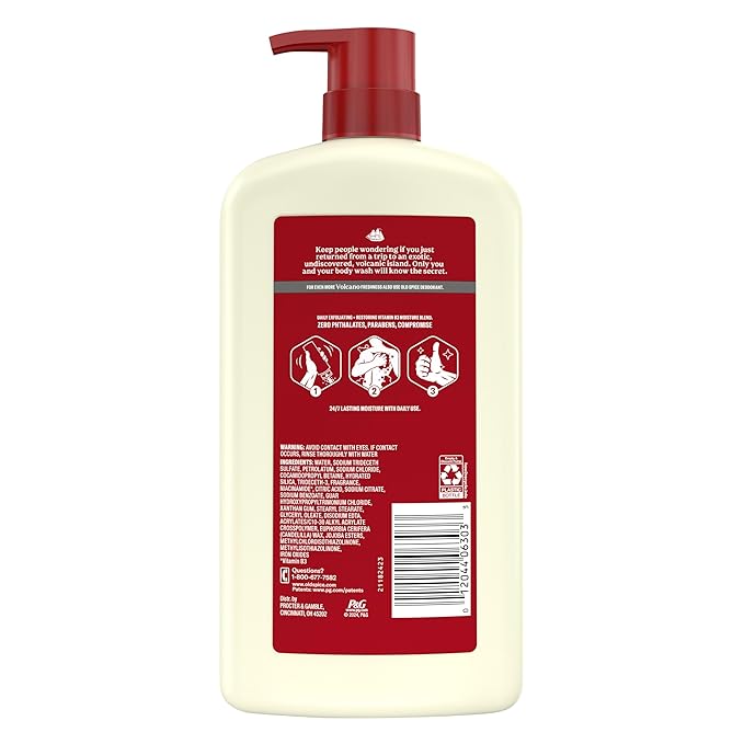 Old Spice Cleansing Body Wash for Men, 24/7 Shower Fresh with Lasting Scent, Exfoliate & Moisture, Gentle on Skin, Vitamin B3, Volcano with Dark Cedar + Amber Scent, 30 oz