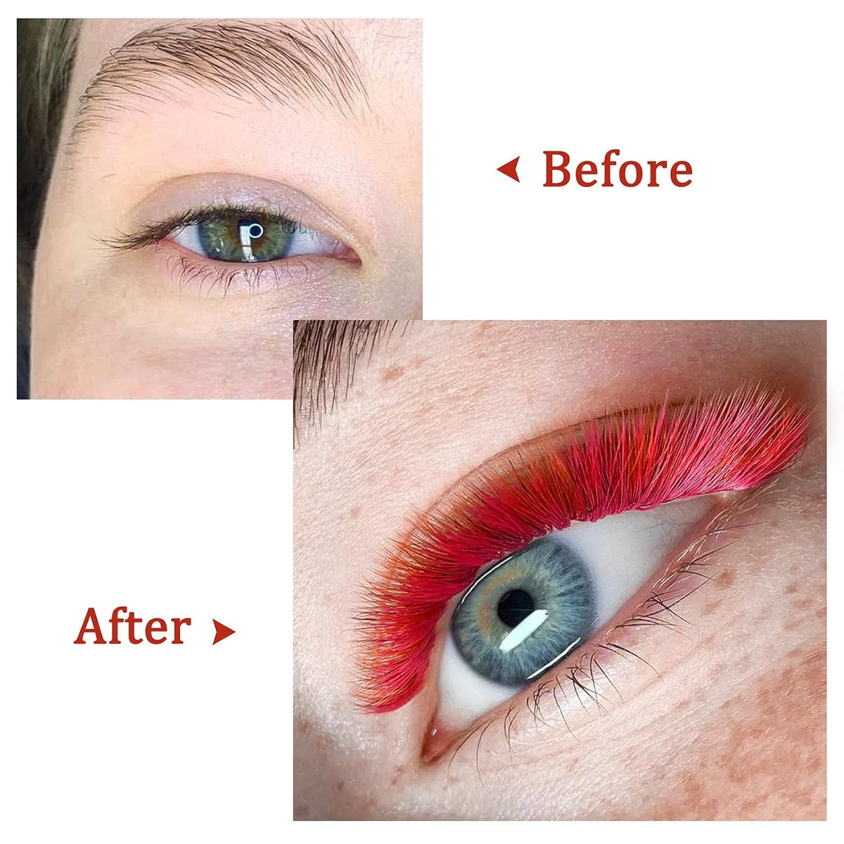 QUEWEL Easy Fan Volume Lashes .07 D Curl Red Extensions 9-16mm Mixed Tray Color Self Fanning 2D-10D Eyelash Extensions (Red 0.07 D 9-16mm)