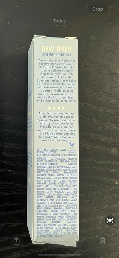 ColourPop Hyaluronic Acid Face Serum Stick - Hydrating Serum for Glowy Summer Makeup Prep with Squalane for Improved Moisture Retention & Cucumber Extract to Help Reduce Puffiness - Dew Over (0.25 oz)