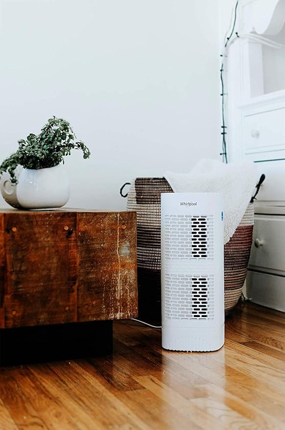 Whirlpool Whispure WPT60P, True HEPA Air Purifier, Activated Carbon Advanced Anti-Bacteria, Ideal for Allergies, Odors, Pet Dander, Mold, Smoke, Smokers, and Germs, Medium, White