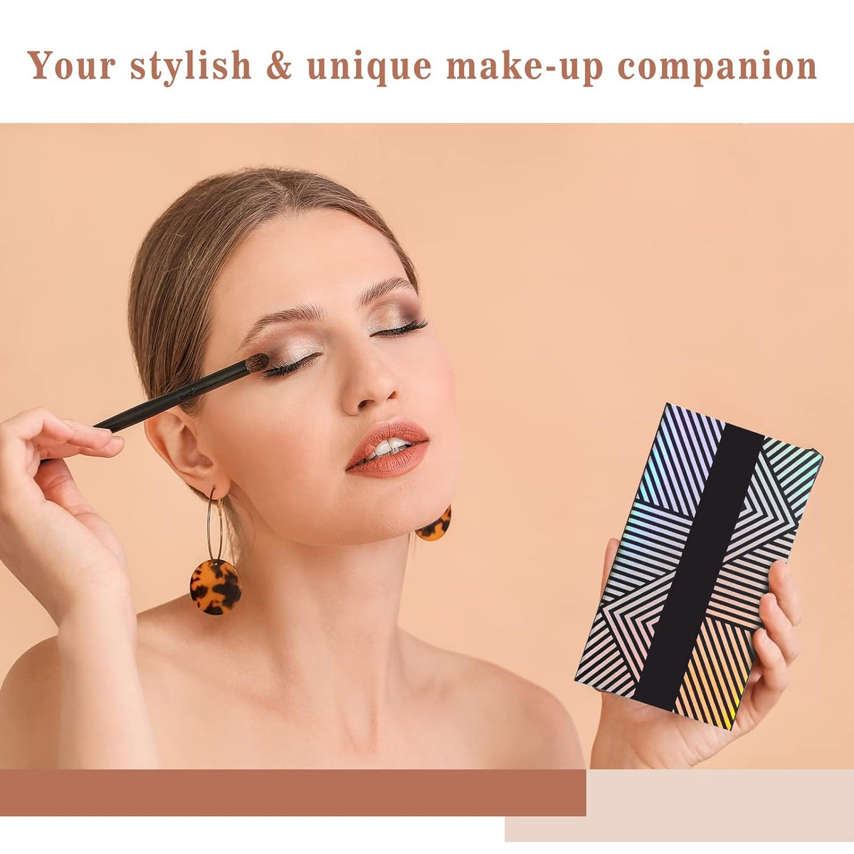 Lolalet 2 Pack Magnetic Makeup Palettes, Empty Magnetic Palette with Mirror for Eyeshadow Lip Color Blush Powder Highlighter Contour - Leather&Holographic