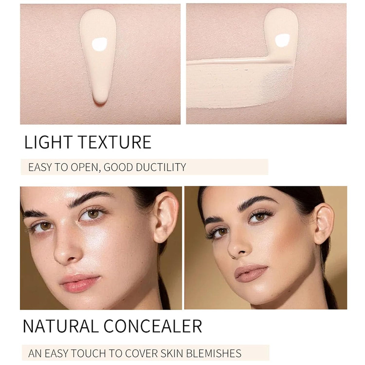 BB Cream with SPF 50, BB Cream Full Coverage, Hide Pores Blemishes, Nude Makeup Base, Even Skin Tone, Long Lasting Oil Control, Hydration BB Cream, Natural Finish for All Skin Types (Ivory)