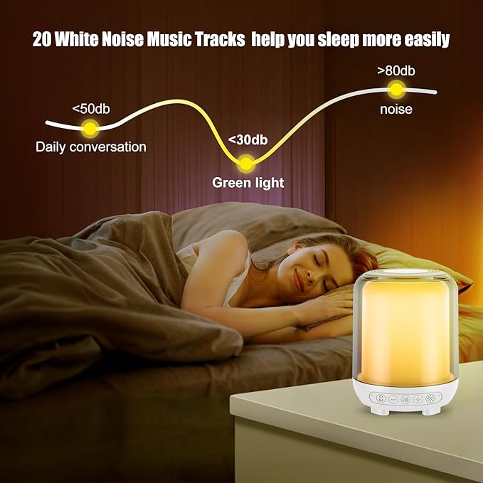 Green Light Therapy Lamp for Migraine Relief and Anxiety Alleviation | Wireless Speaker with Soothing White Noise for Sleep | Dual-Mode Light | Sound Therapy