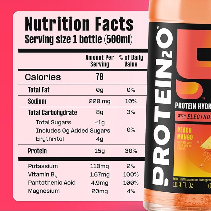 Protein2o Hydration Drink - 2-in-1 Liquid Clear Whey Protein Isolate and Electrolyte Drink - 20g Protein, Vitamins B5, B6 - Post-Workout Recovery - 16.9 Fl Oz - 12 Count Variety Pack
