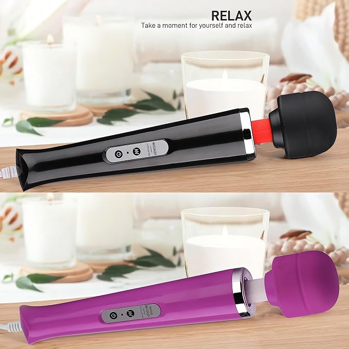 Power Handheld Wand Massager Tool, Electric Back Massage, Deep Tissue Muscle Vibrating Massager, Personal Vibration Massage Device,10 Modes Speed (Black)