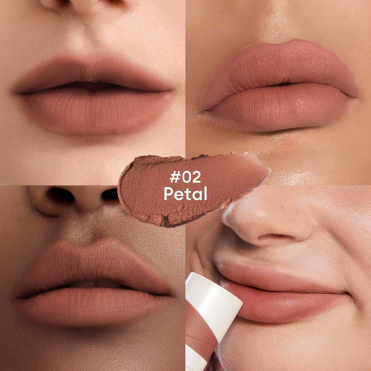 ITY Velvet Matte Finish Lip Stain-Mousse Textured Lip Clay, Nude Shade, Conceals Lip Lines, Rich Pigment Lip Tint Lipsticks, 0.14 oz (4g) in Petal