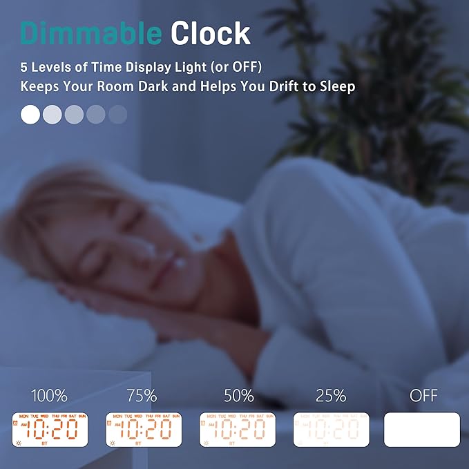 JALL Sunrise Alarm Clock White Noise Sound Machine with 22 Soothing Sounds, 17 NightLights, Bluetooth Speaker, Wake Up Light Alarm Clock for Bedrooms, Heavy Sleepers, Ideal Gift for Baby, Kids Seniors