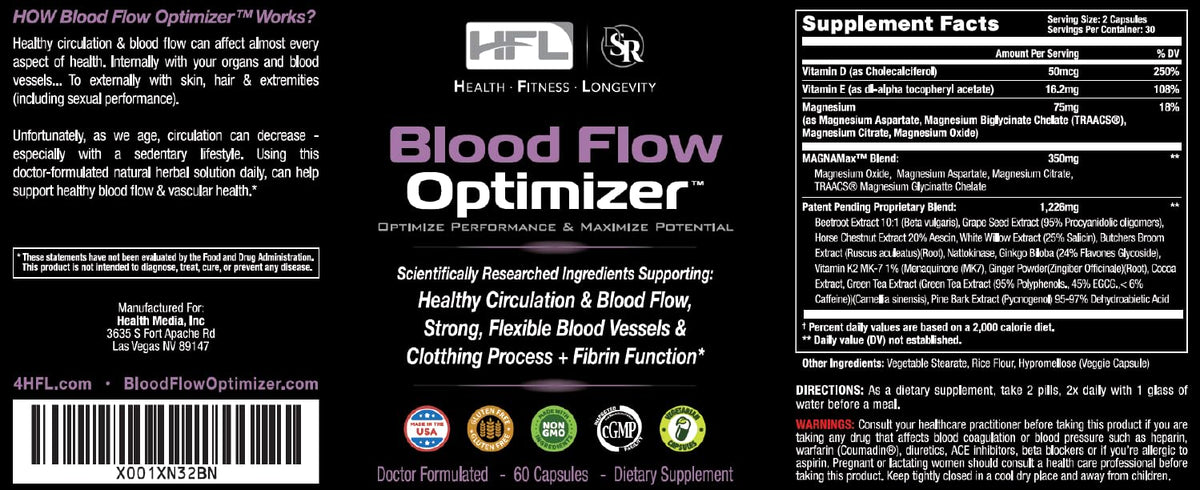 HFL Blood Flow Optimizer™ by Dr. Sam Robbins | Healthy Blood Flow Circulation, Arterial Strength & Vascular Function
