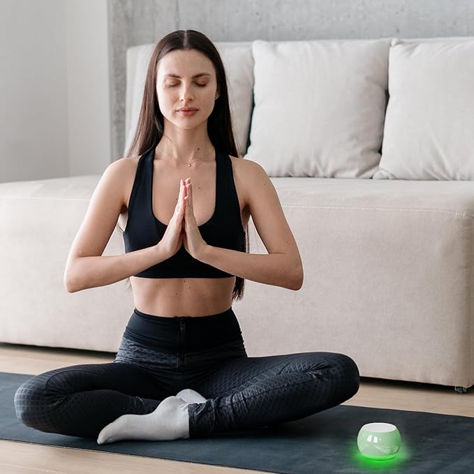 Ceramic Craft Bluetooth Speaker for Meditation & Yoga, Sound Therapy Machine for Stress Relief, Sleep Aid and Focus, Deep Bass, Louder Volume, Light Effect for Boxing Breathing (Green)