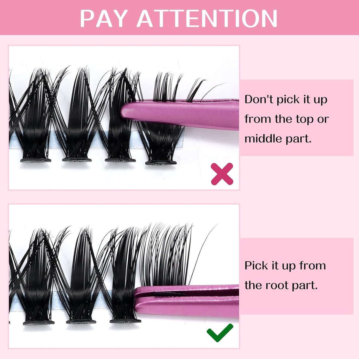 PRO LASHBEAUTY 280 Pcs Individual Lashes 50D-D-0.07-14 Cluster C D Curl Wispy Bottom DIY Lashes At Home
