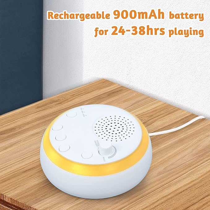 Sound Machine Easysleep White Noise Machine with 16 Soothing Sounds and Night Light, with 3 Sleep Timer,Portable and Powered by USB for Sleeping Relaxation