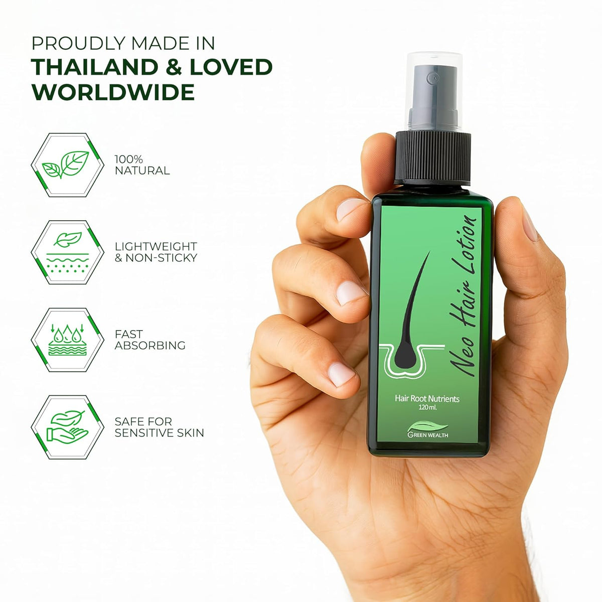 Neo Hair Lotion, 120 ml Hair Regrowth Treatment Hair Growth Strengthens Damaged Hair Loss Revitalizes Scalp Hair Care For Men & Women