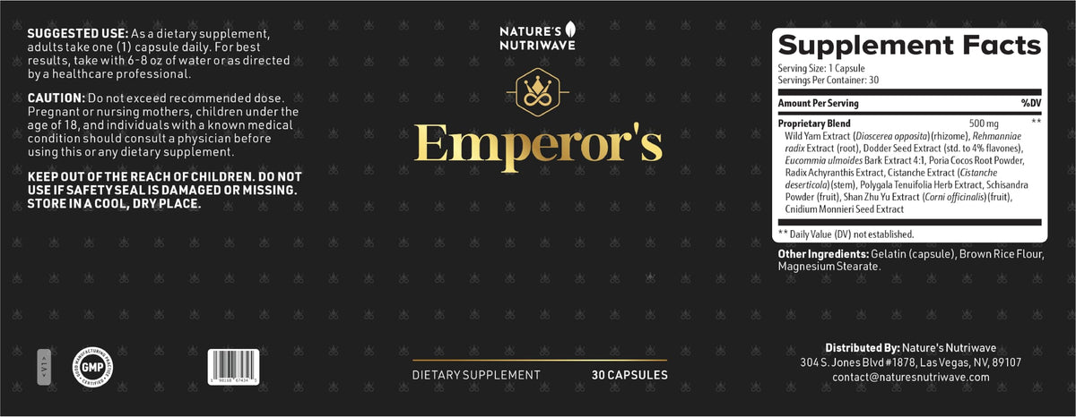 Emperor's Vigor Tonic – Herbal Formula – 60 Capsules, 6 Month Supply
