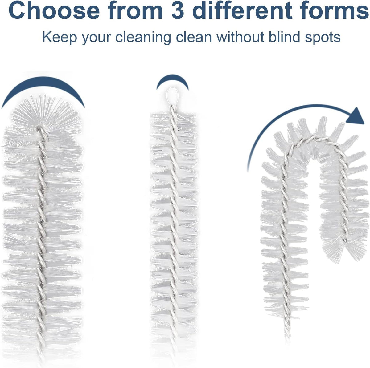 Straw Cleaner Brushes Sets, 12 Pieces 8.2 Inch Botthle Cleaning Brush and Nylon Tube Brush Brush Kit for Sippy Cup, Tumbler, Water Bottle, Drinking Straw (White)