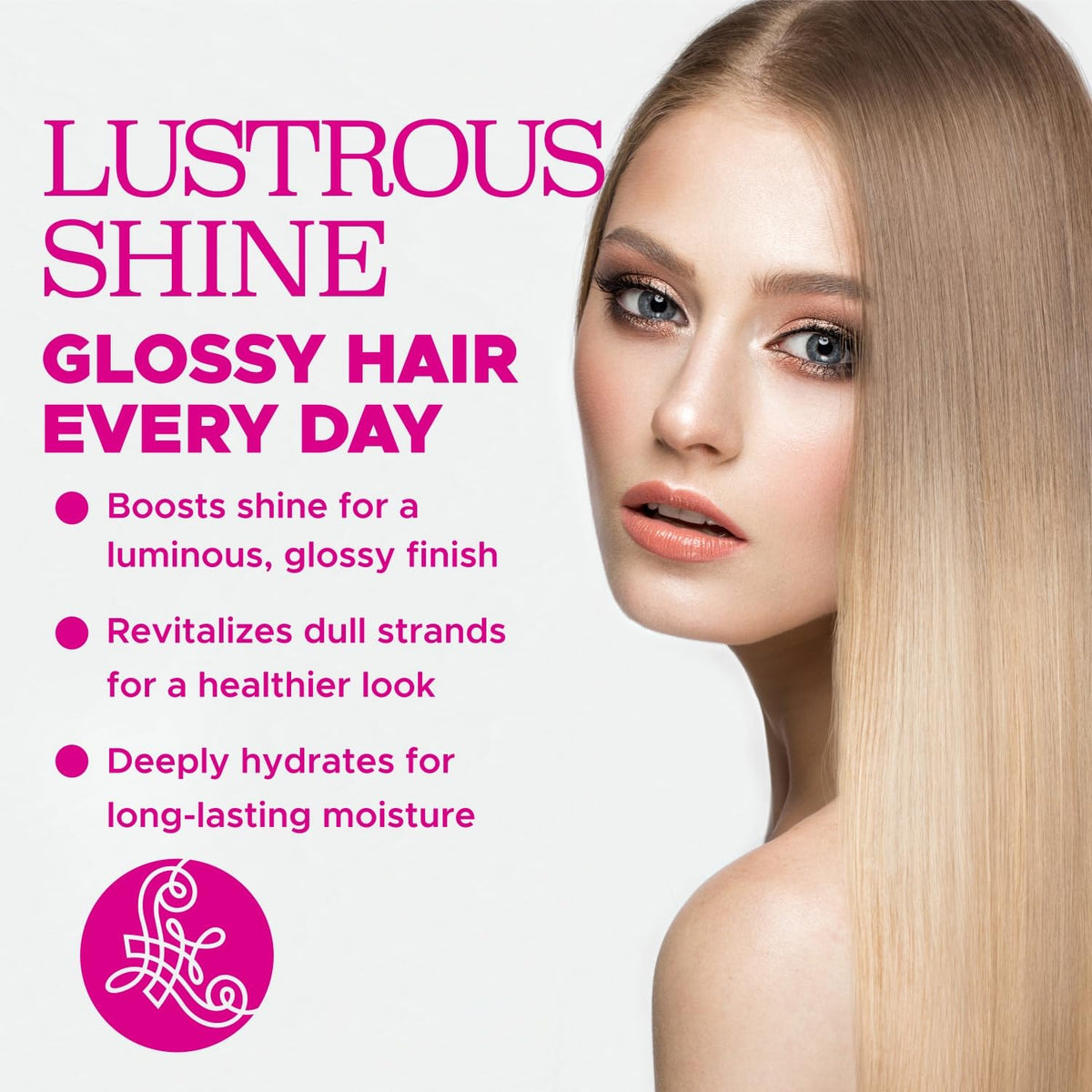 Luseta Glossy Pearl Shampoo and Conditioner Set Smooth & Moisturize, Fight Frizziness and Add Shine,Hydrating for Damaged Hair, Detangle,Nourish Strands,Paraben Free, Sulfate Free,16.9oz