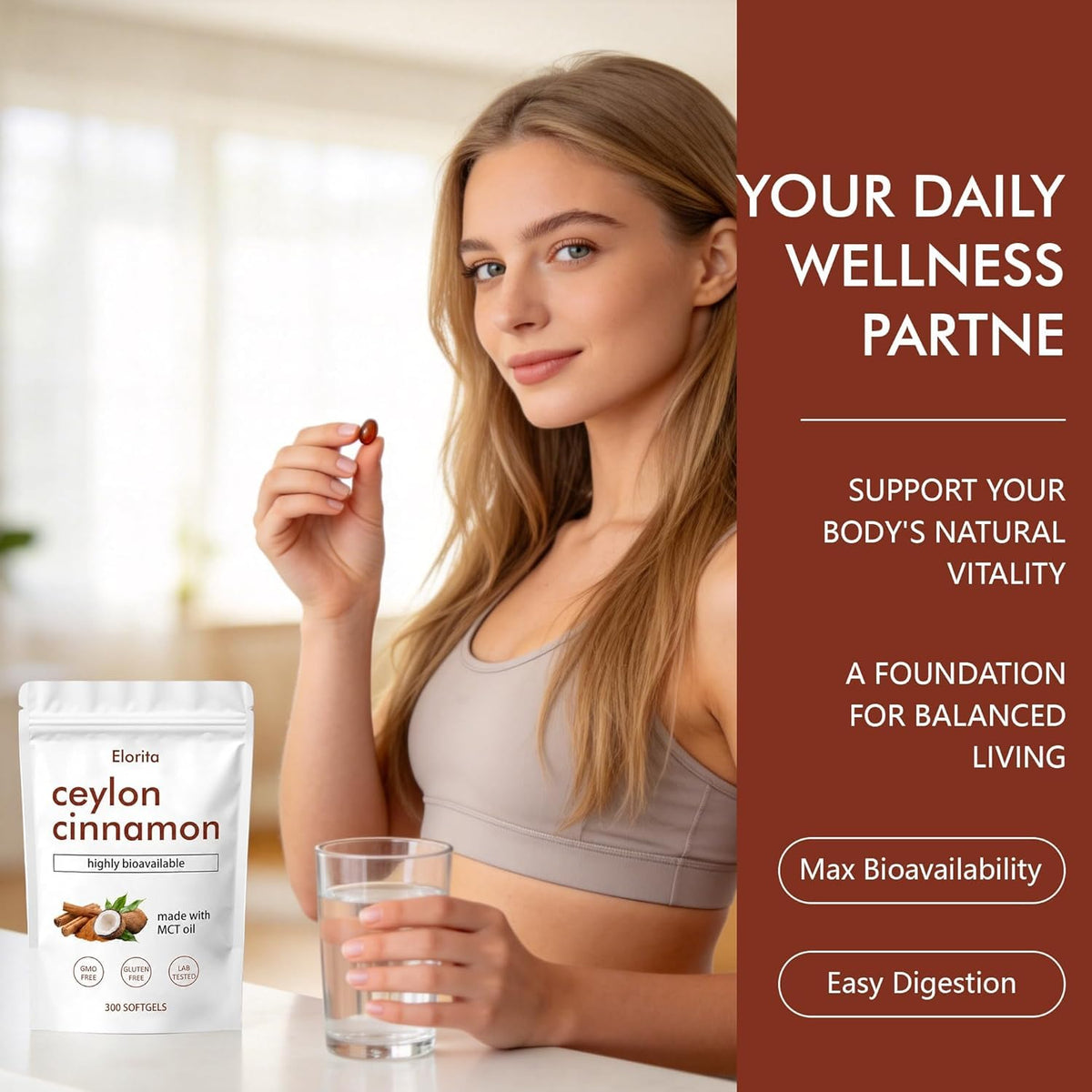 TMKTMK Noralife Ceylon Cinnamon, Ceylon Cinnamon with Mct Oil, 300 Softgels