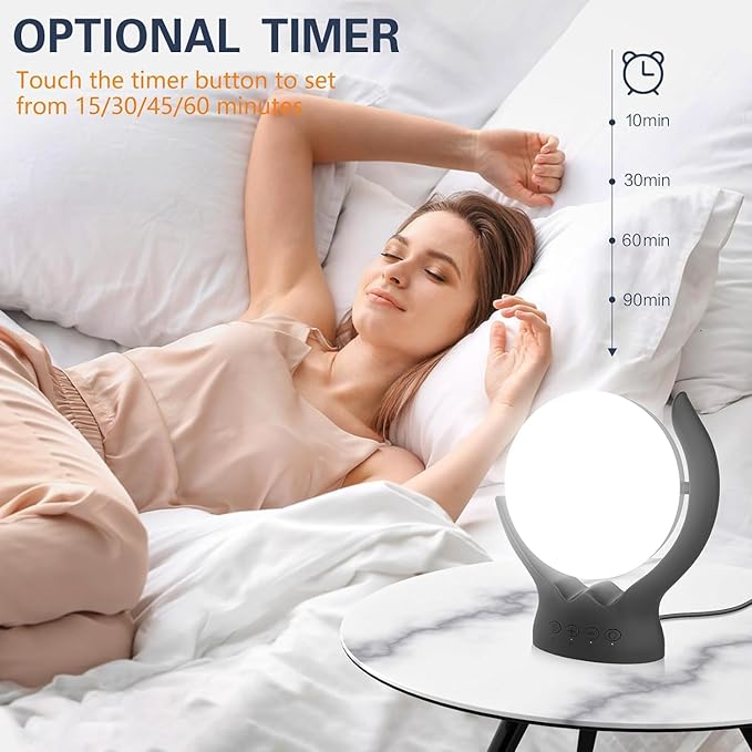 Voraiya Light Therapy Lamp, UV-Free 10000 Lux, Rotatable Happy Sunlight With 5 Brightness & 3 Color Temperature, Timer & Memory Function, Daylight for Bedroom, Office