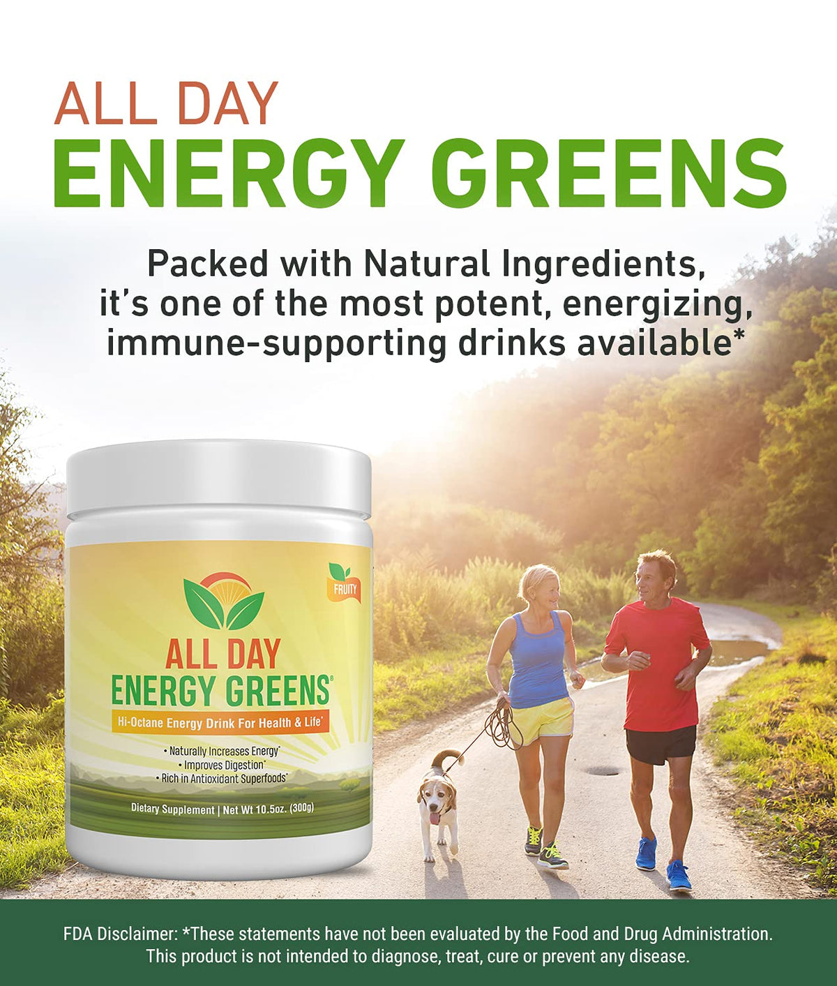 IVL - All Day Energy Greens - Supplement Powder Mix Drink, Greens Powder Superfood - Super Greens Blend for Optimal Nutrition,Energy & Digestion,Superfood Boost(Fruity Flavor)
