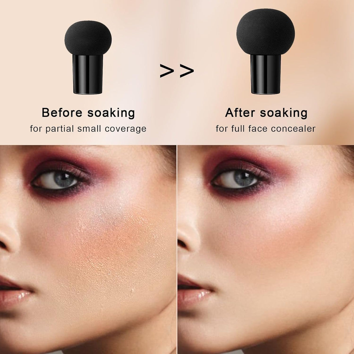 Mushroom Head Air Cushion CC Cream - BB Cream Face Makeup for Mature Skin, Moisturizing Cover Balm Foundation & Long-Lasting Color Correcting Concealer, Even Skin Tone for All Skin Types (Natural)