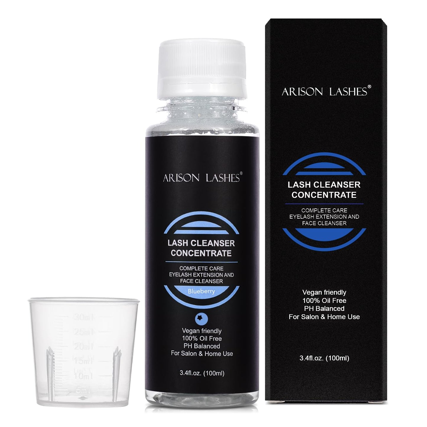 Eyelash Cleanser Concentrate 100ml Lash Extensions Shampoo Natural Foaming Cleanser DIY Non-lrritating Wash for Extensions Lashes with Salon Home Care-Makes 20 Bottles 60ml lash Shampoo (Blueberry)