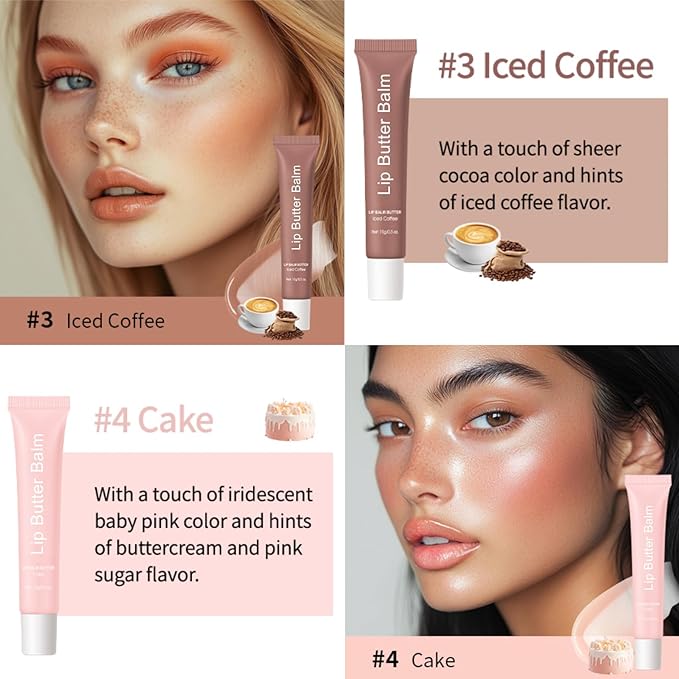 Lip Butter Balm - Lip Balm Hydrating - Tinted Lip Balm - Moisturizing Lip Gloss Set - Girls Lip Oil - Lip Moisturizer for Women - Lip Care Products - Christmas Gifts for Teen Girls
