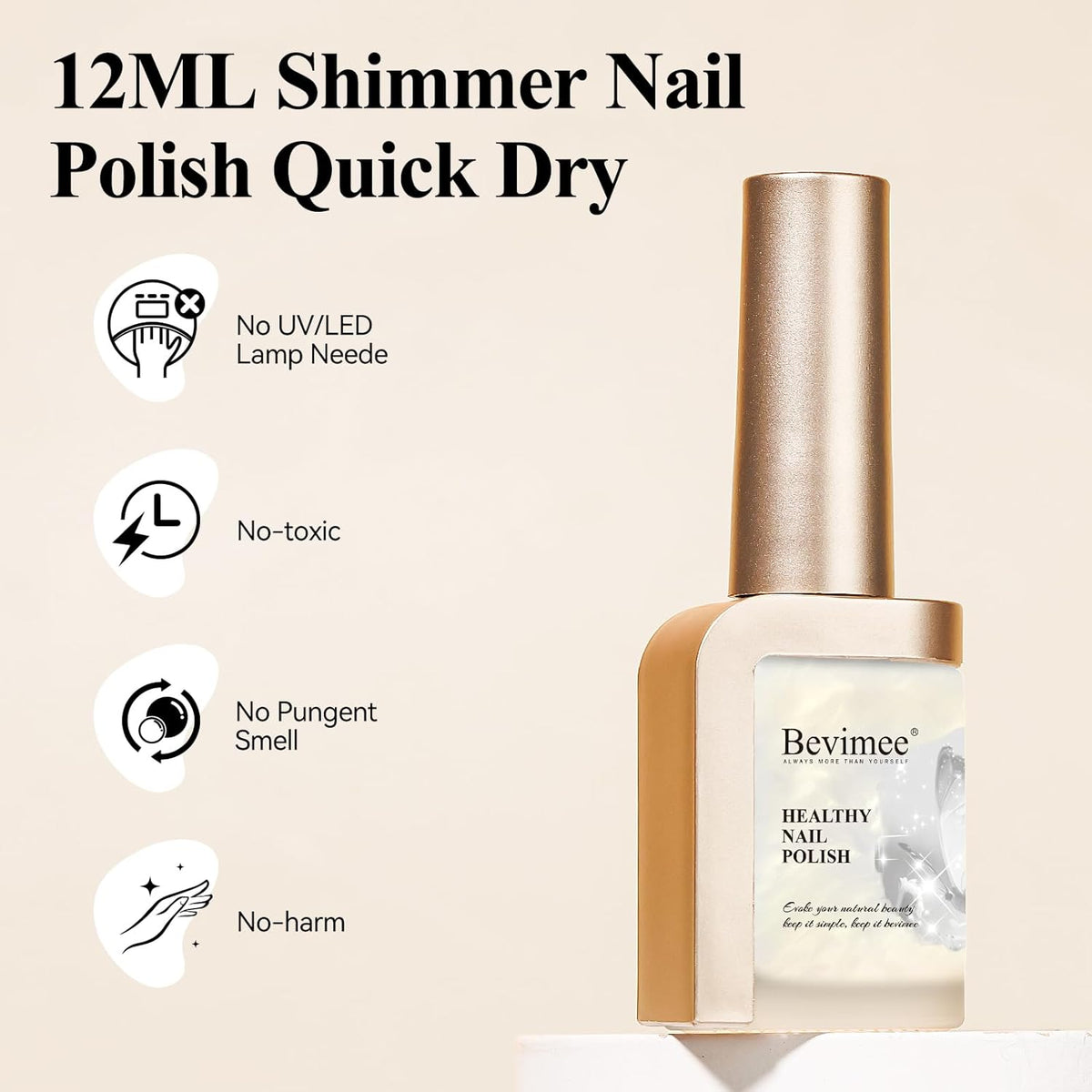 Nail Polish Quick Dry, Mermaid Shimmer Nail Lacquer Pearl White, Blue Aurora Effect, Air Dry Fast Fingernail And Toenail Polish Nail Pigment Natural Color Nail Concealer Polish, 12ML